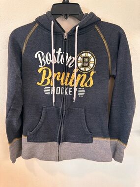NHL Boston Bruins Navy & Gray Hockey Zip Hoodie
